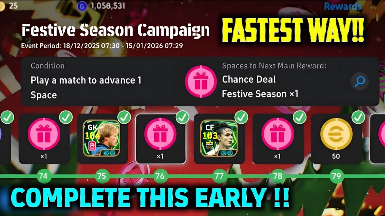 Самый быстрый способ выполнить праздничную задачу 🥶 Konami это скрывает || eFootball 2026&trade; Mobile