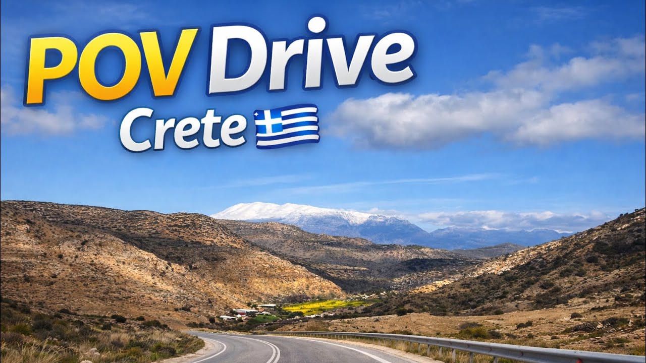 POV Drive Through Rural Crete 🇬🇷 | Calm Morning Drive & Snowy Peaks