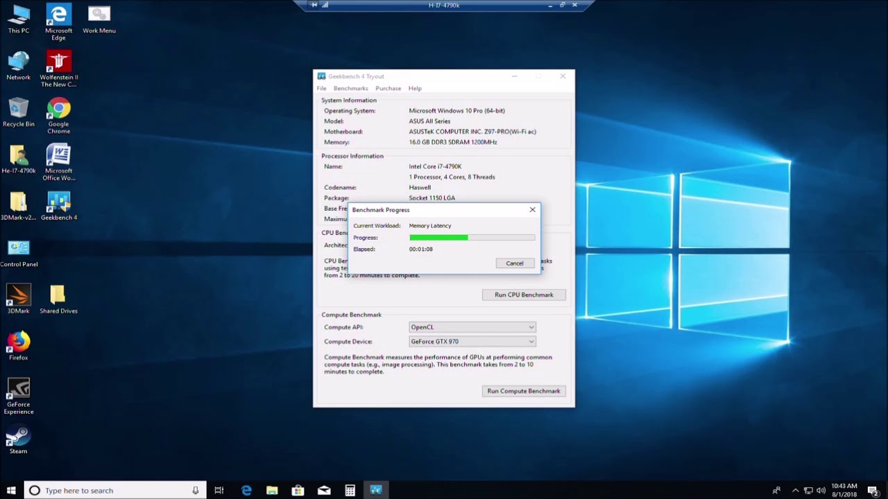 Geekbench 4 Benchmark Intel I7 4790k