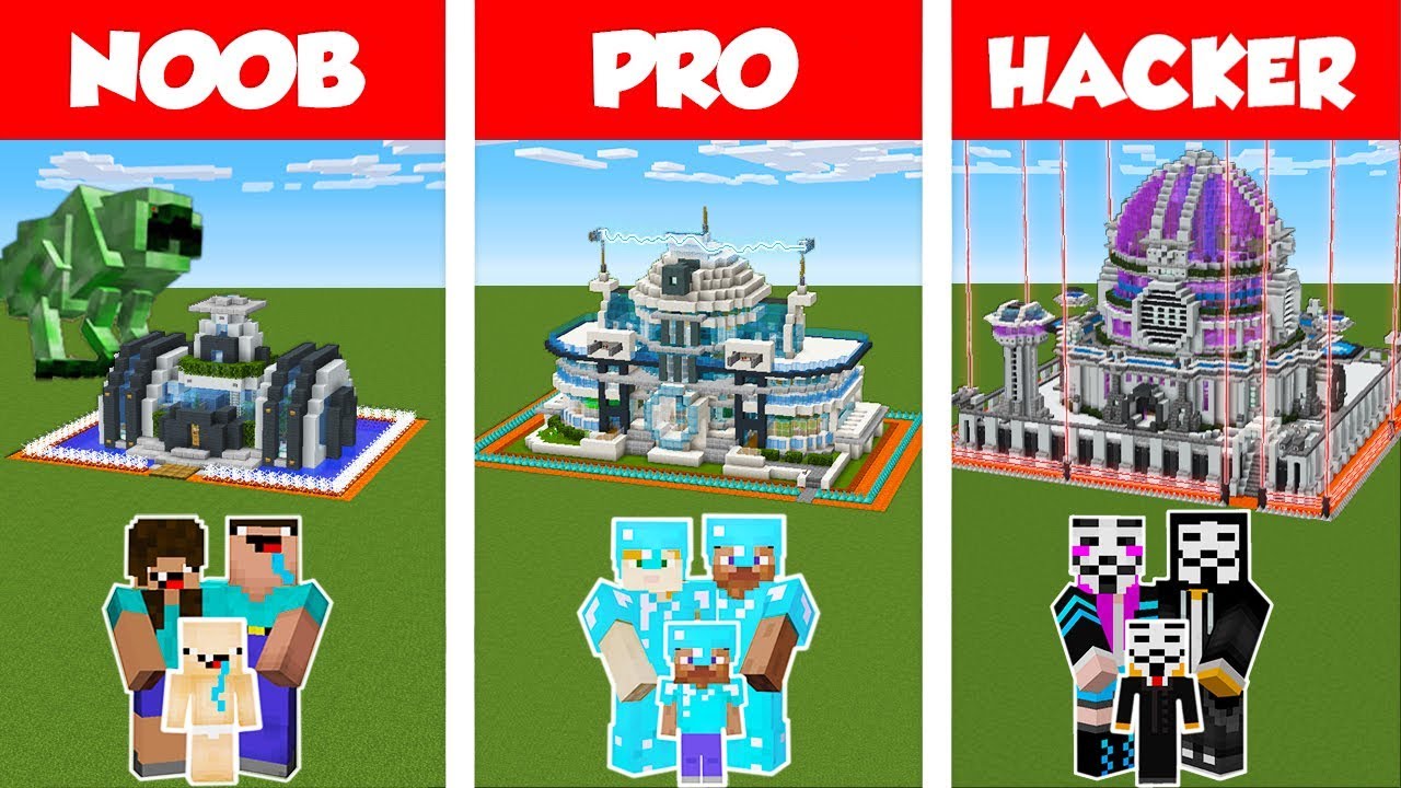 Minecraft NOOB vs PRO vs HACKER: SAFEST FUTURE  FAMILY HOUSE - BUILD CHALLENGE / Animation