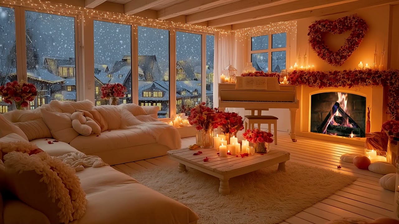 ❄️🎹 Soft Winter Piano & Fireplace | Cozy Night Ambience for Focus & Calm