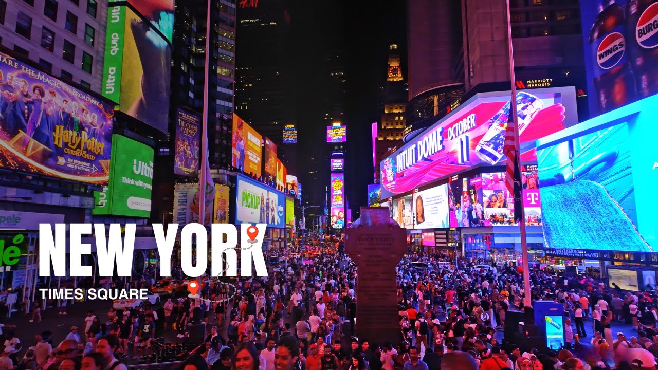 New York Walk 4K HDR | Times Square Neon Lights & Crowds 2025