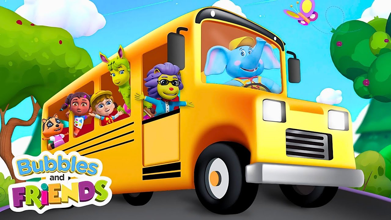 The Wheels On The Bus Go Round and Round with Bubbles and Friends | Song For Kids
