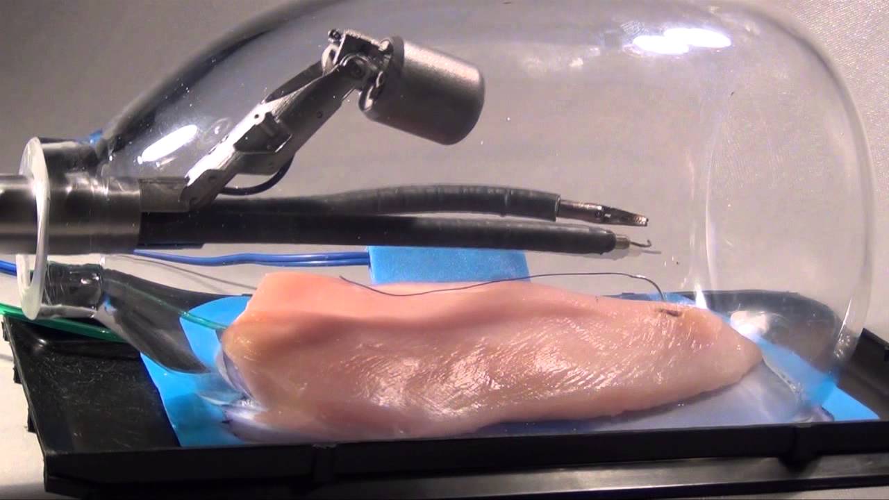 tissue cautery and suture with narration