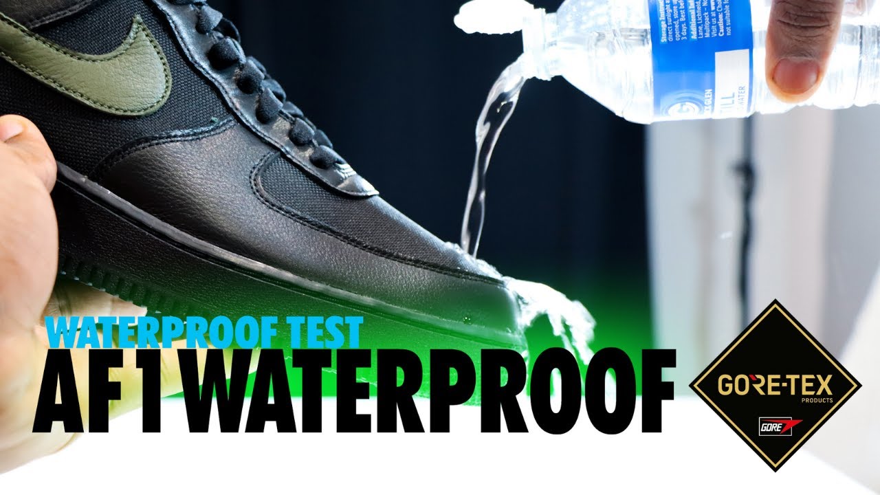 WATERPROOF TEST! Nike Air Force 1 Gore-Tex Waterproof Black Cargo Khaki Schopes 4K HV3959 010