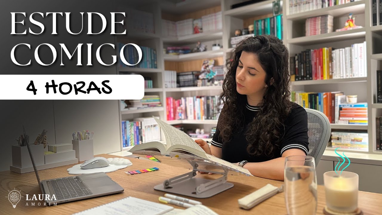 Estude comigo em TEMPO REAL (4 horas) #395 | Study with me | Laura Amorim