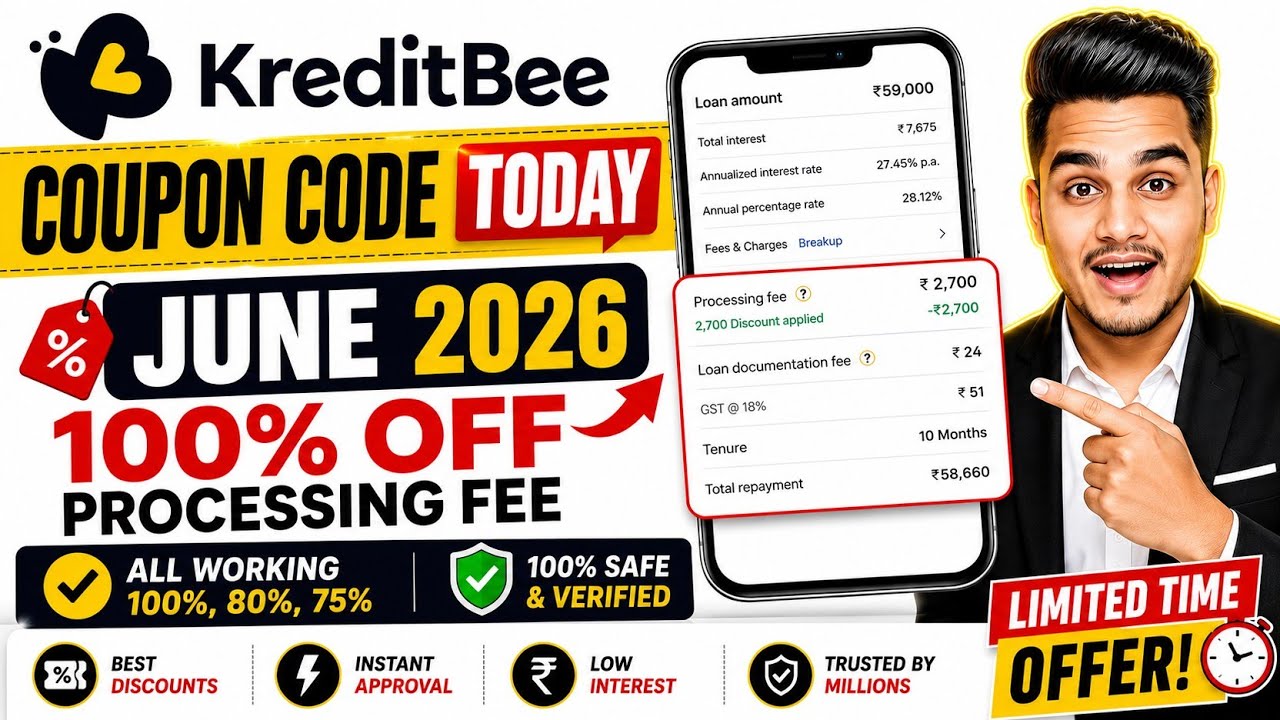 Kreditbee Coupon Code June 2026 | Kreditbee Coupon Code For Processing Fee Today | Kreditbee Code