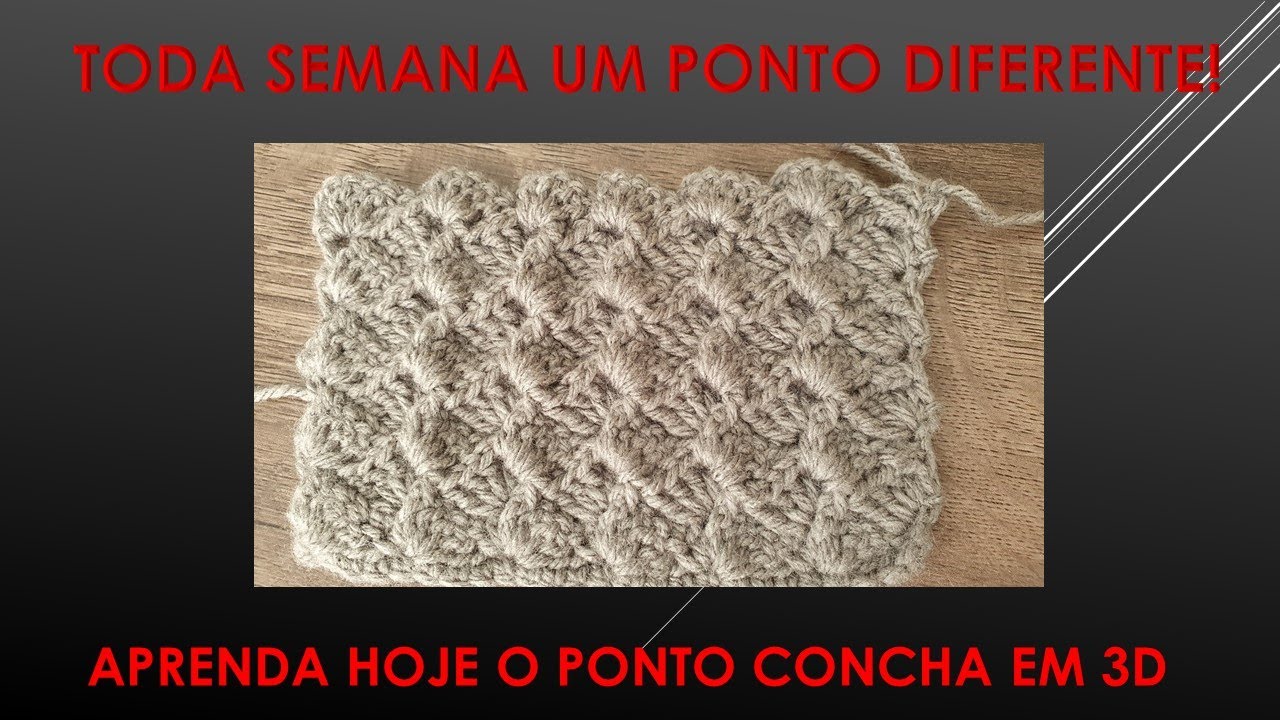 Ponto concha em 3D em Crochê
