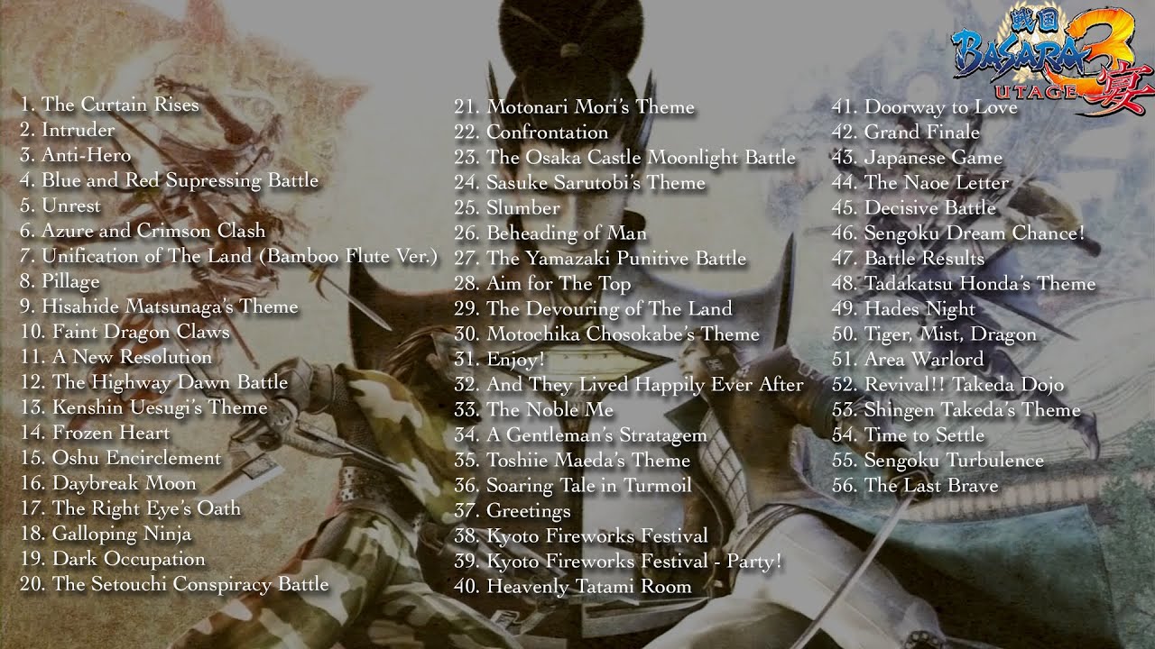 Sengoku BASARA 3 UTAGE - FULL ORIGINAL SOUNDTRACK (OST)