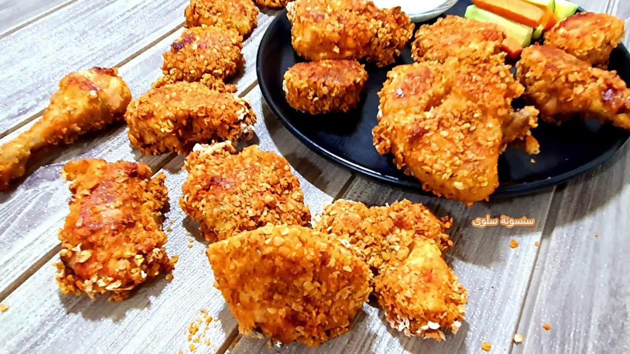تحدي عمل كنتاكي مقرمش بدون قلي بالدجاج المجمد🍗خلطة KFC السرية بدون بيض او نشا👍لون طعم الفراخ بروستد