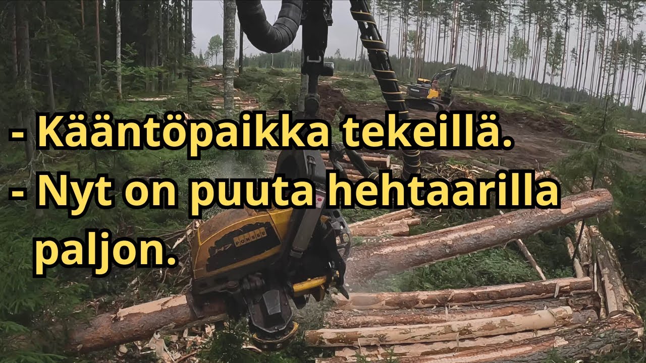 Volvo tuli kuokkii vol. 2. Kääntöpaikka valmistumassa isollle savotalle. Ponsse Scorpion K H7 AC FC