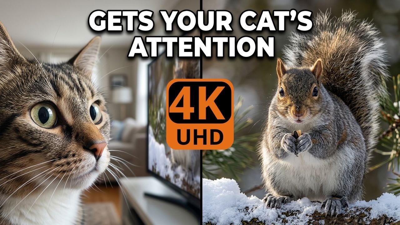 4h44🐱 Cat TV for Cats to Watch Birds - Squirrels - Evening Grosbeak -Mourning Dove - 4K