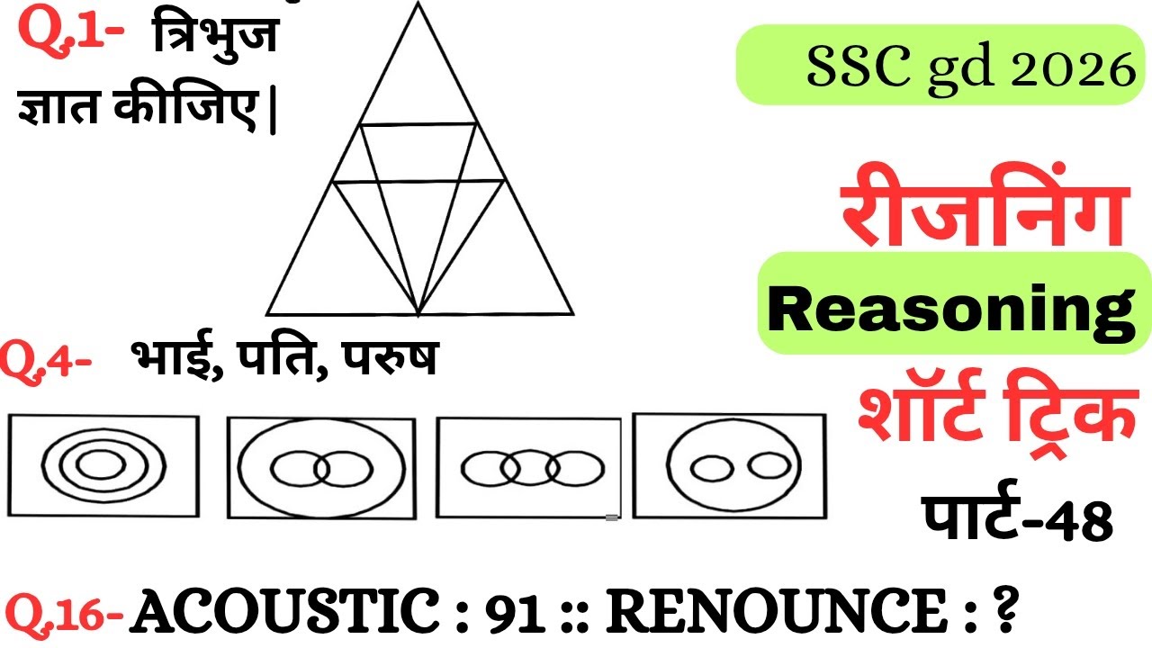 Reasoning प्रैक्टिस Set–48|| SSC gd reasoning|| ntpc reasoning|| reasoning||  reasoning practice set
