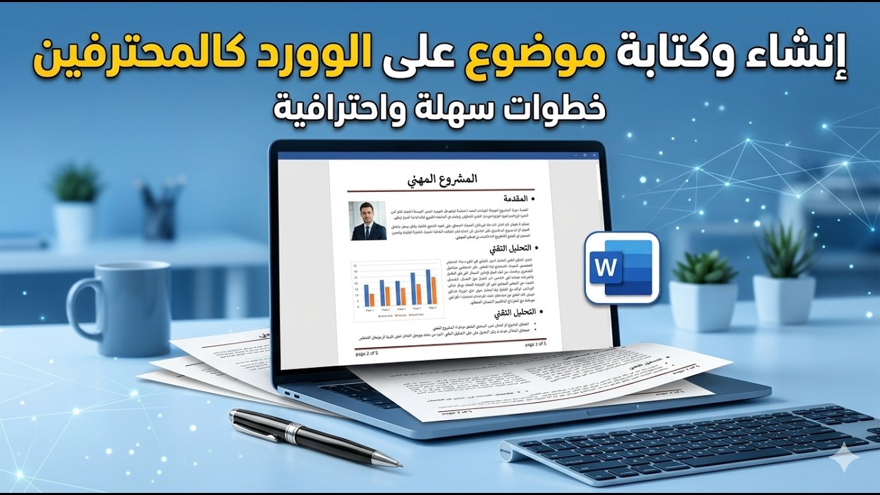 طريقه انشاء وكتابه موضوع  او صفحه علي برنامج الوورد كالمحترفين