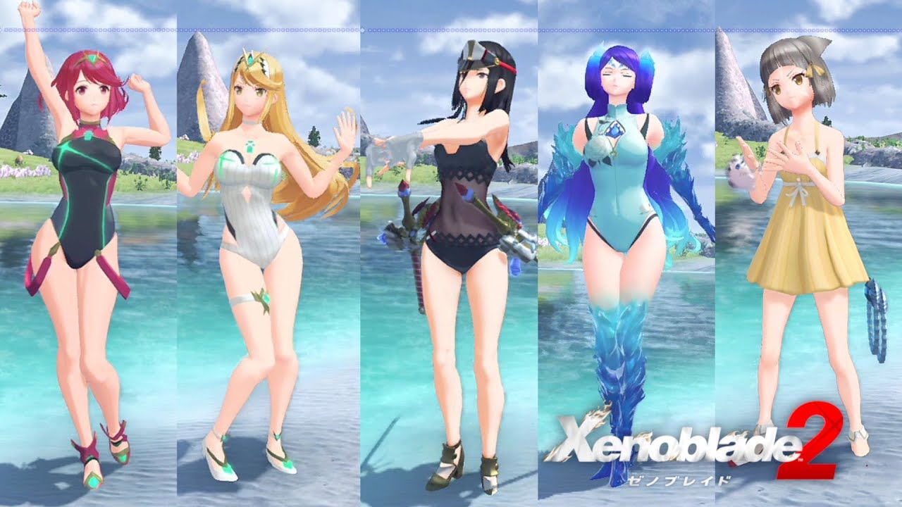【ゼノブレイド2】水着ドライバー&ブレイドの待機モーション集 Ver.1.5.2【1080p】