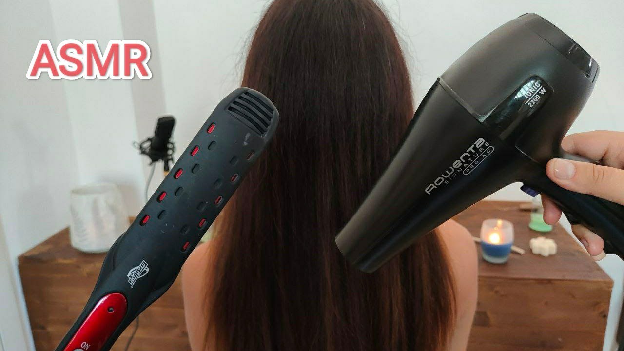 ASMR| relaxing hair straightening & hair dryer sound| PHON E PIASTRA 💆‍♀️ 40 minutes NO TALKING 😴