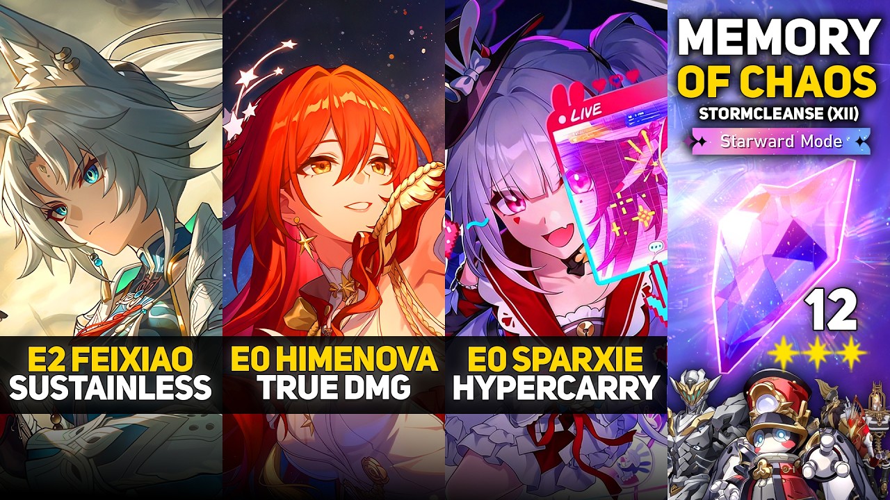 E2 Feixiao Sustainless & E0 Himeko Nova & E0 Sparxie | Memory Of Chaos 12 Starward Mode | HSR 4.4