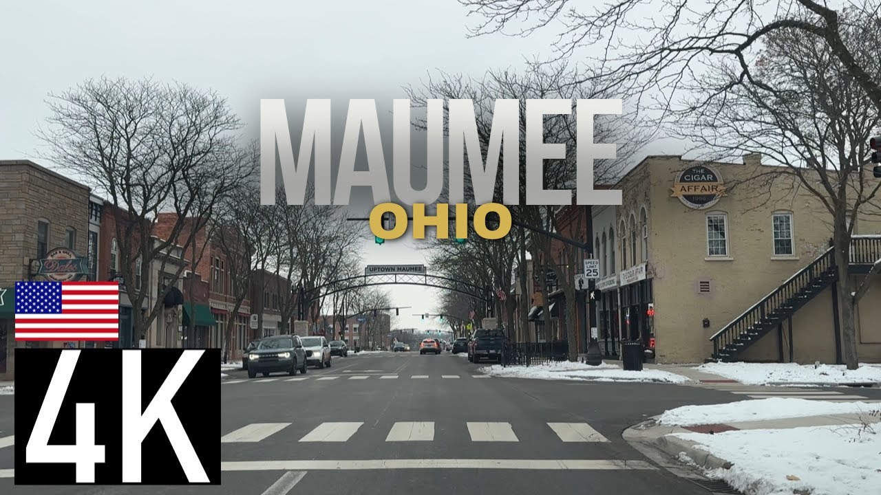 Road Tour of Maumee, Ohio in 4K - Toledo OH Suburb - Uptown Maumee OH