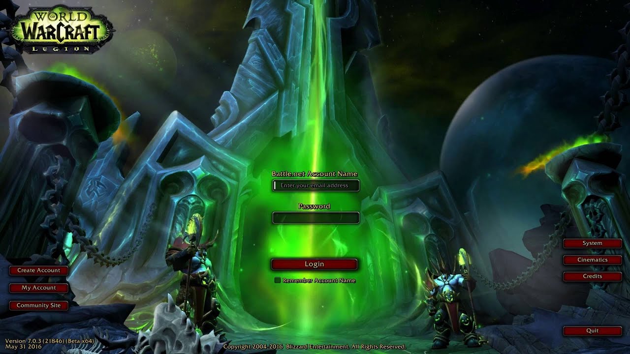 Legion Login Screen