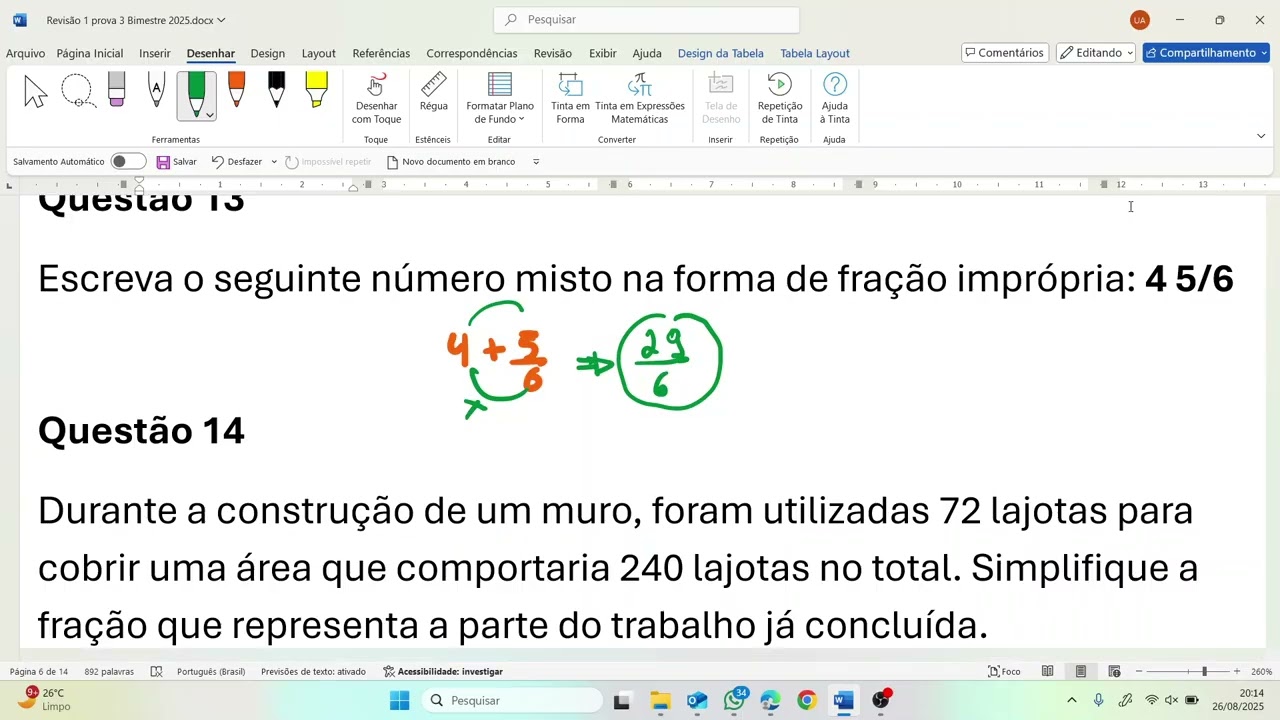6º Ano Revisão Matemática - Frações e Decimais