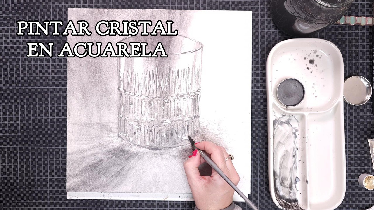 ASMR. Pintando vaso de cristal. Acuarela de grafito ARTGRAF