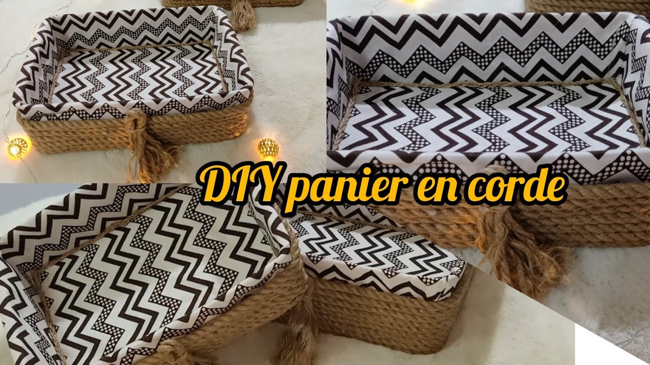 طريقة صنع علبة للتزين والتنظيم من الخيشة والكوردون diy boite de rangement (cordon 🧺🧺🧺