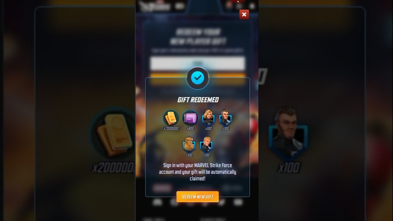 MSF promo gift code #40 - Marvel Strike Force @if2pgames