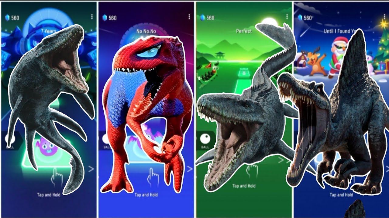 Jurassic World Two Mosasourus 🆚 Tyrannasaurus 🆚 Dinosaur || Coffin Dance Song Tiles Hop Edm Rush