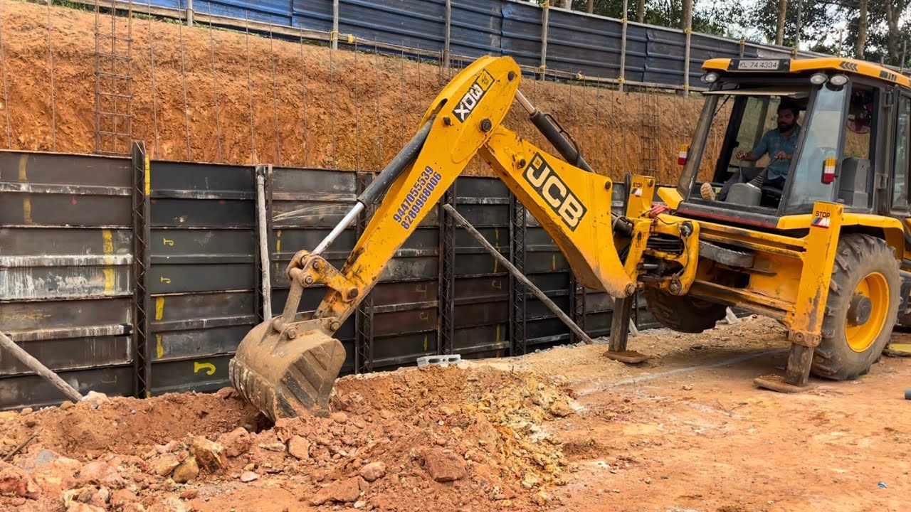 Jcb 3dx digging long pit for placing retaining wall #jcb #jcb3dx #jcbvideo #jcbgame #jcbtractor 