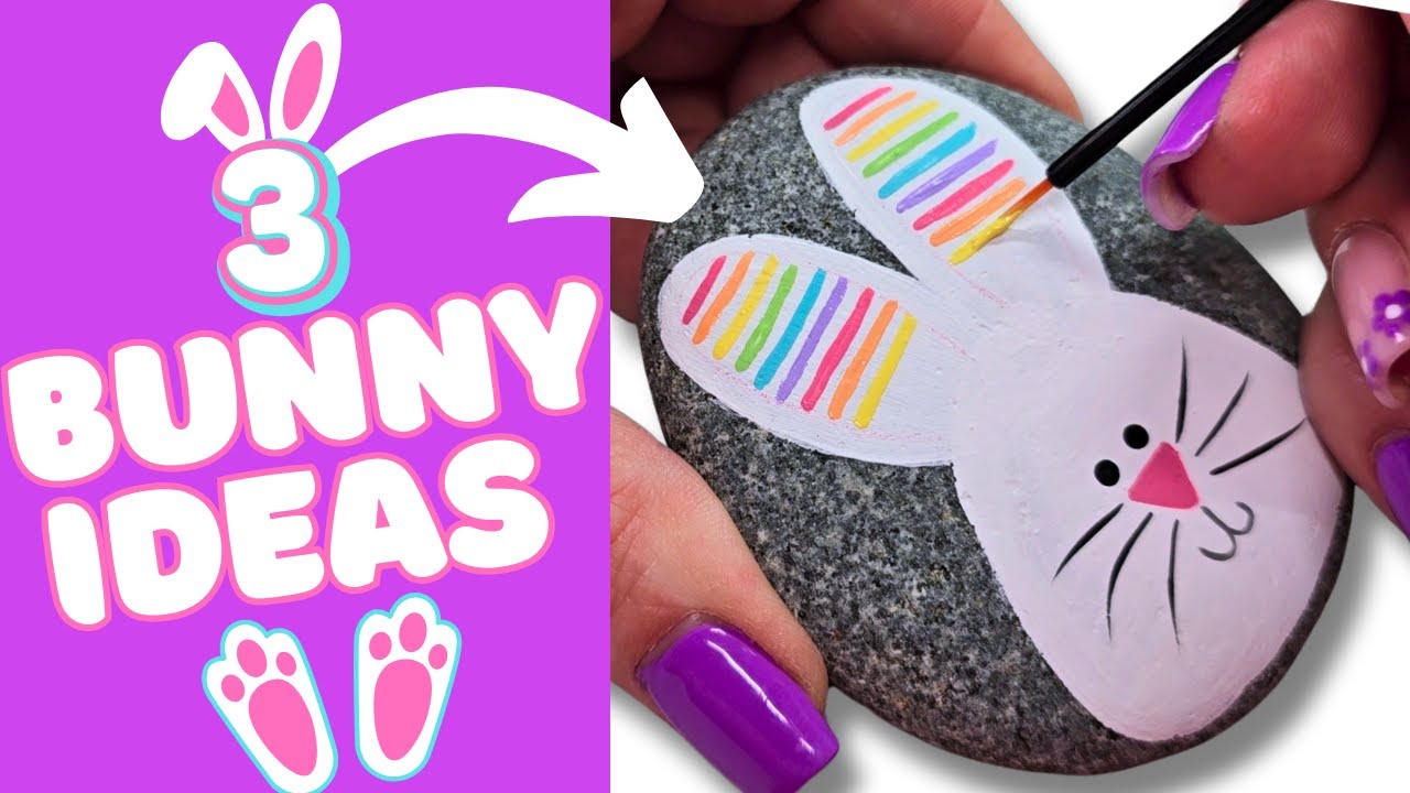 🐰 3 EASY Bunny Painted Rocks!