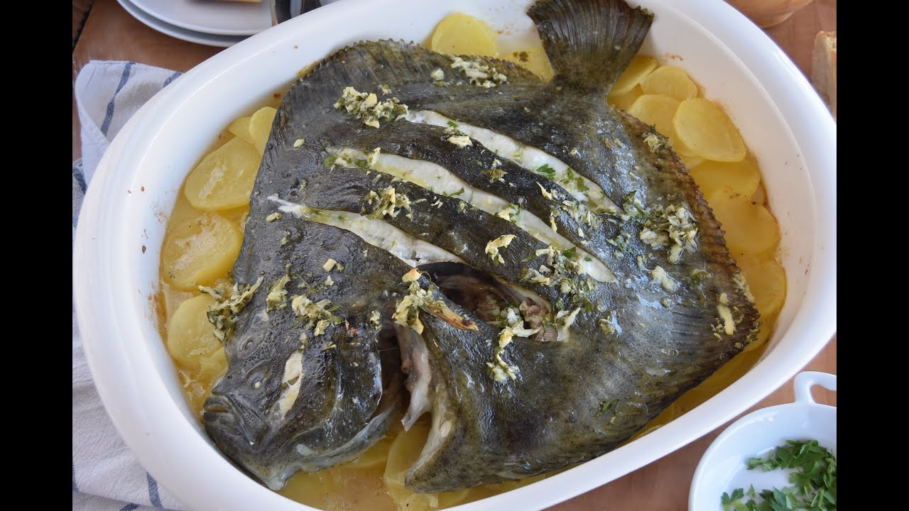 👌 RODABALLO AL HORNO CON PATATAS