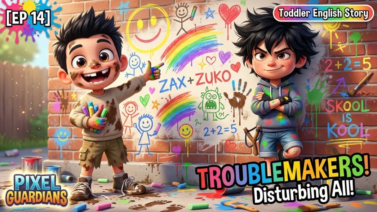 Easy English Story For Kids | Tale Of Pixel Guardians: Episode 14 | The Troublemakers Arrive  😱
