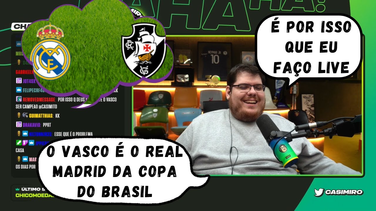 Casimiro começa a falar sobre o Vasco e a LIVE CAI várias vezes