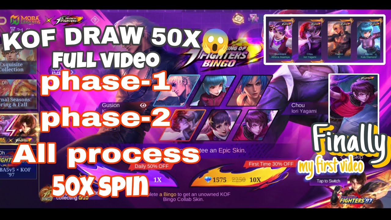 Mlbb kof event draw 50X phase-1 phase-2 3000+ diamond | #mobilelegends #kofevent #kofskin 