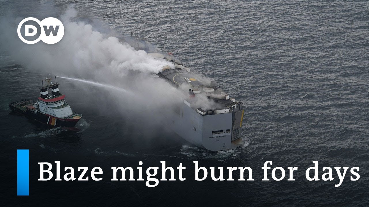 Electric car believed to have caused cargo ship fire | DW News