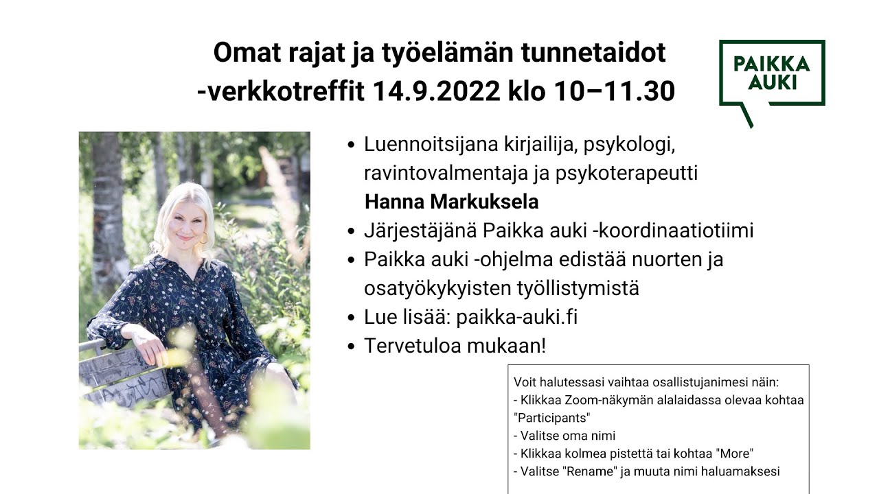 Verkkotreffit: Omat rajat ja työelämän tunnetaidot