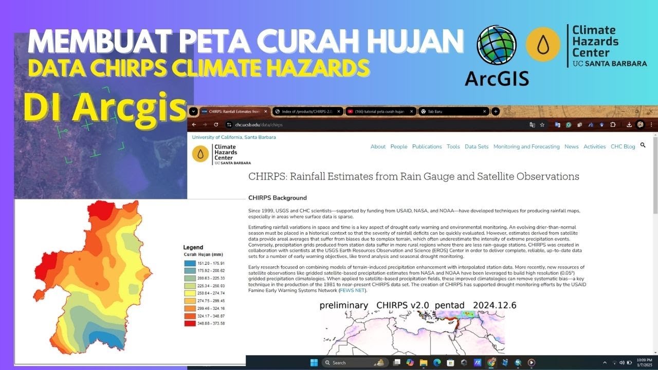 Tutorial Membuat Peta Curah Hujan di Arcgis Data CHIRPS Climate Hazards Center | Link di Deskripsi