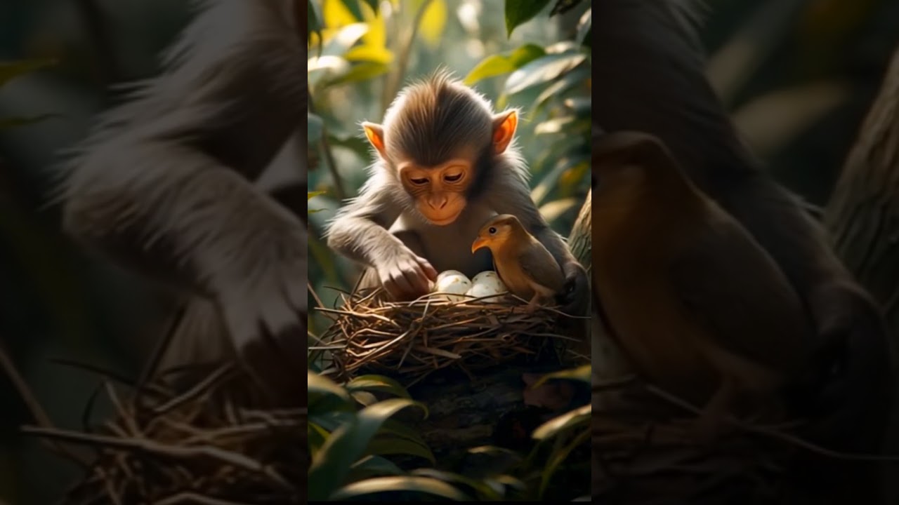 Watch the love between a monkey and a bird. 
