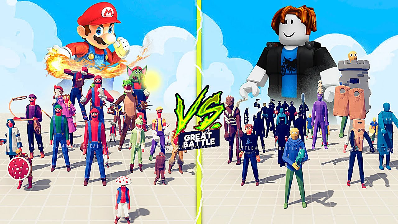 MEGA MARIO TEAM vs ROBLOX TEAM - Totally Accurate Battle Simulator TABS