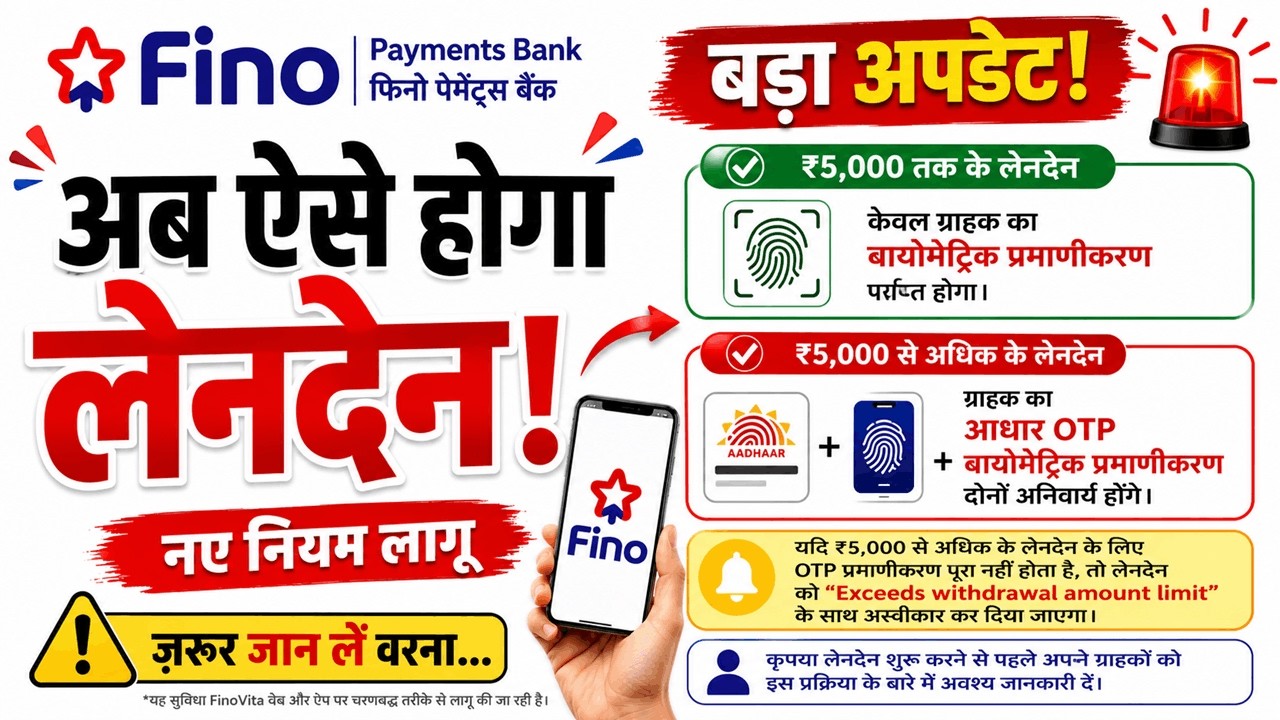 Fino Payment Bank AEPS And Bhim Aadhar Pay New Update 2026 | fino payment bank new update 2026