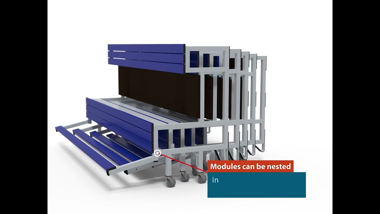 Mobile compact bleachers 2 rows for 32 people S35520