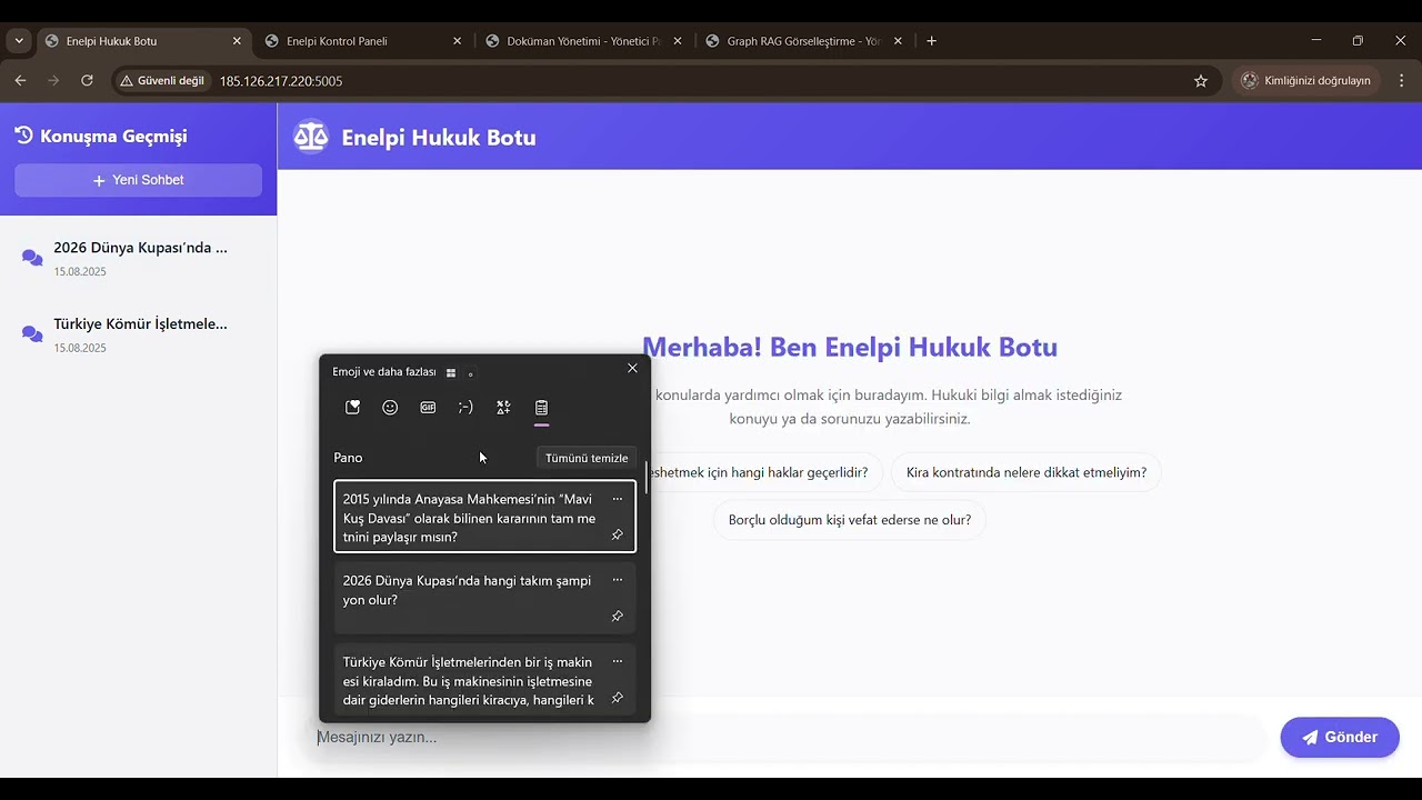 Teknofest 2025 T&uuml;rk&ccedil;e Doğal Dil İşleme Yarışması Serbest Kategori Birincisi enelpi Demo Videosu