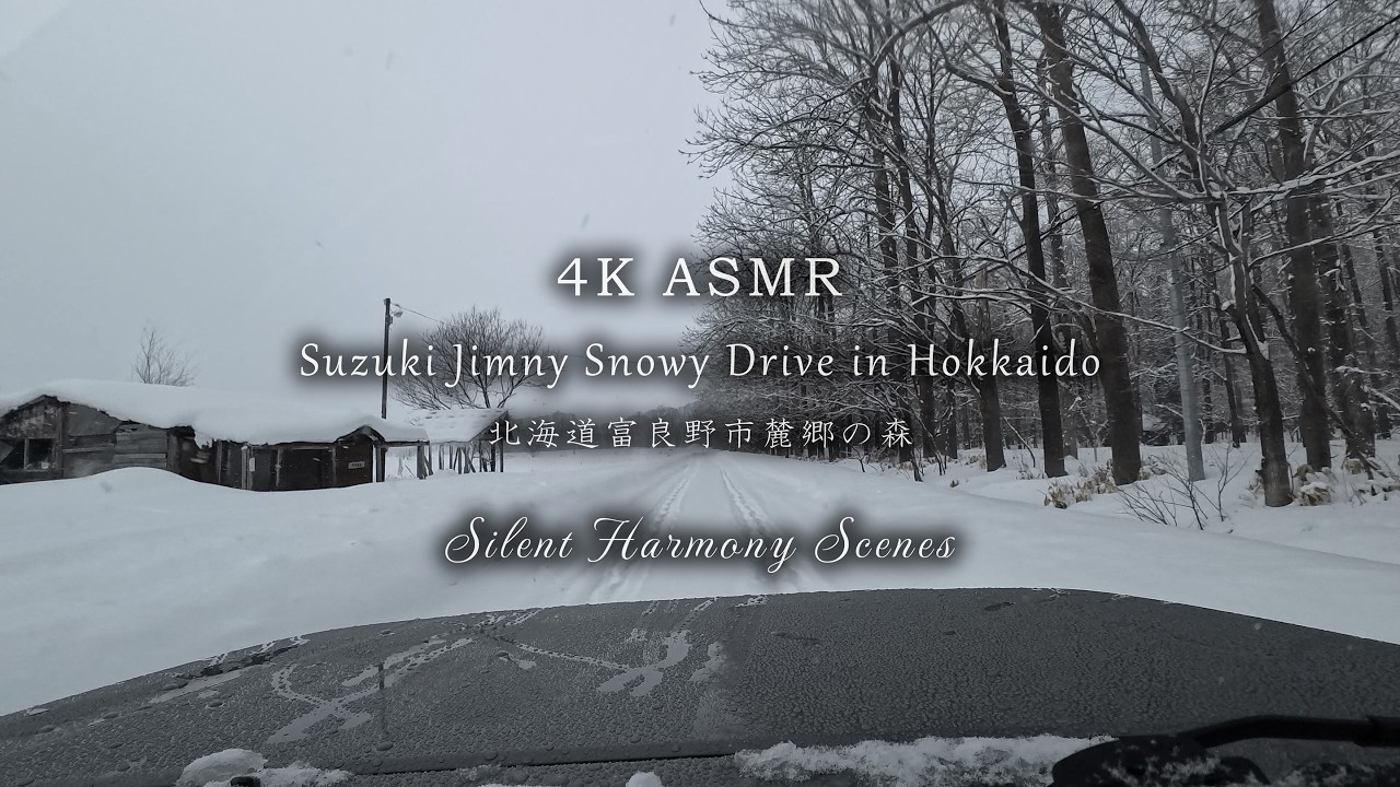 Suzuki Jimny Snowy Drive ASMR: Real Engine & Wiper Sounds in Furano [POV]