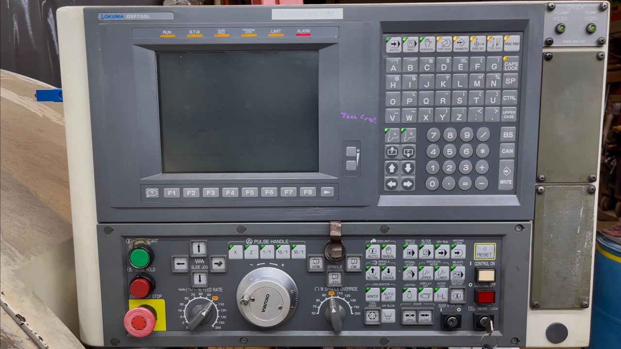 Okuma Crown 762 OSP 700 file upload, run an .nc program and rapid override