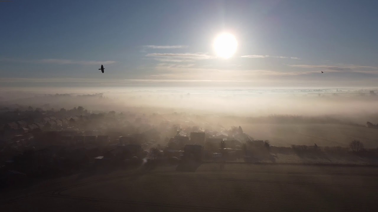 Misty Morning In Rothwell, Northamptonshire. Drone Footage