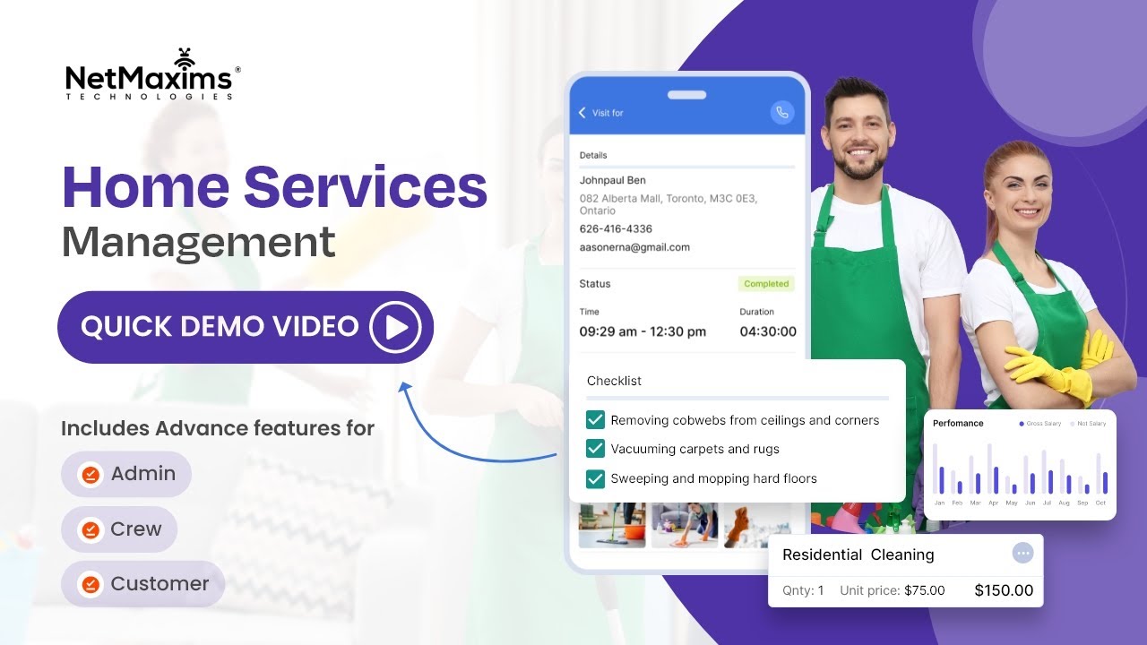 Quick Demo - Home Services Management App - Scheduling, Tracking, & More | NetMaxims Technologies