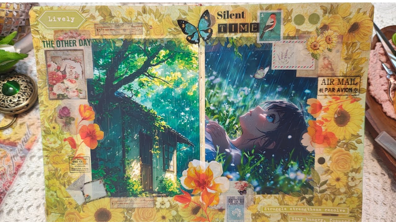  Silent Time: Relaxing in the Rain | A Creative Journaling Escape#journalwithme #scrapbooking 