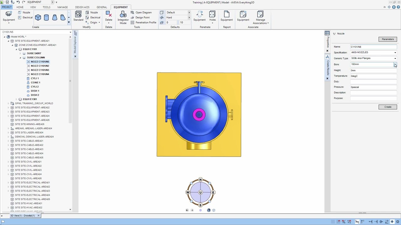 Creating NOZZLES step By Step In AVEVA E3D. likes and Subscribe For more videos on E3D and PML#aveva