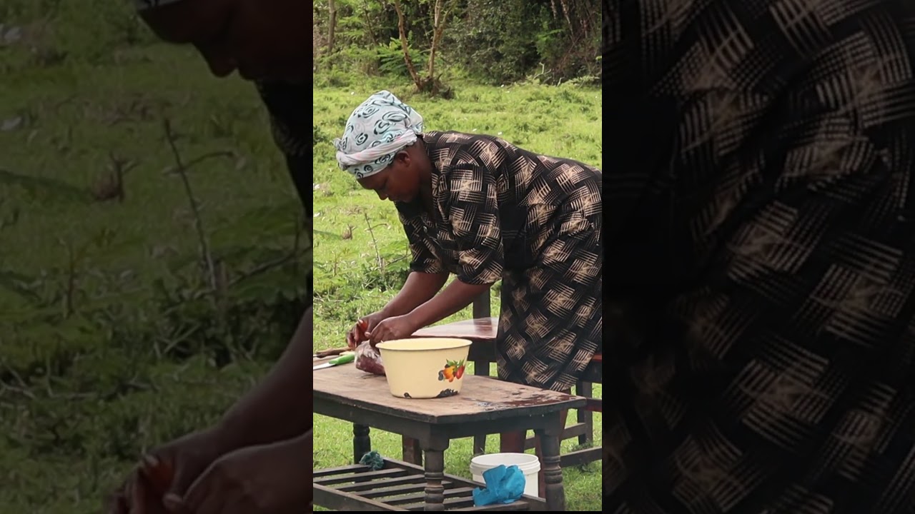 Chopping Fresh Meat into Small Pieces, Ready to Cook 