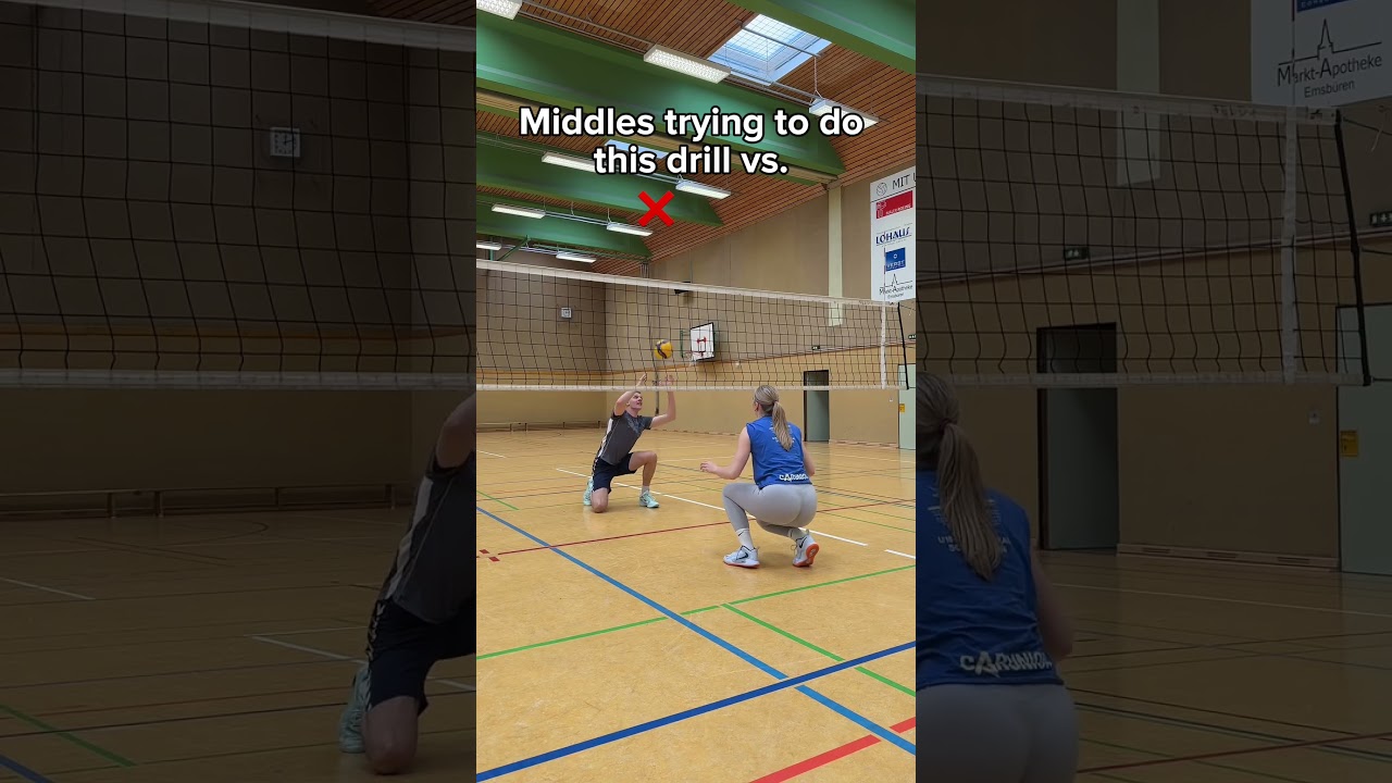 Middles vs. Libero & Setter doing the setting drill
